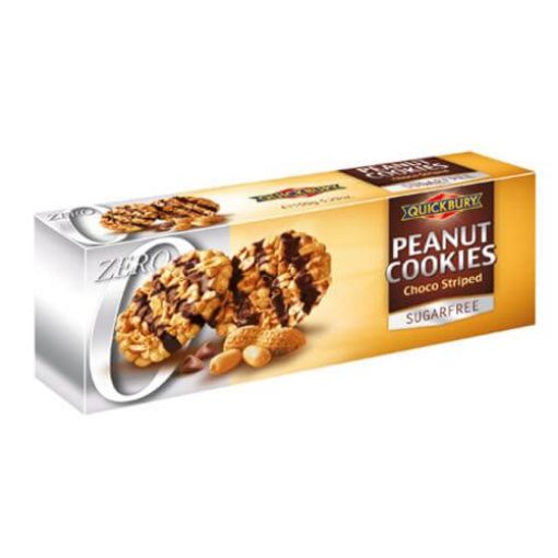 QUICKBURY PEANUT COOKIES CHOCO STRIPED SUGAR FREE 150G