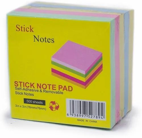 COLORED STICKY NOTE PAD 3IN X 4IN 500 SHEETS