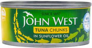 JOHN WEST TUNA CHUNKS IN SUNFLOWER OIL 145G