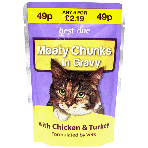 BEST-ONE MEATY CHUNKS IN GRAVY CHICKEN & TURKEY 100G