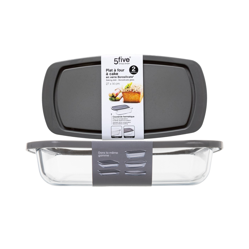 5 FIVE LOAF GLASS DISH WITH LID