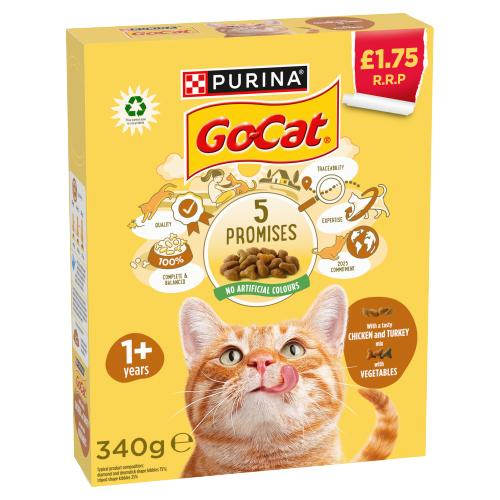 GO CAT CHICKEN & TURKEY MIX WITH VEGETABLES 340G