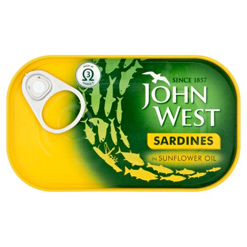 JOHN WEST SARDINES IN SUNFLOWER OIL & TOMATO SAUCE 120G