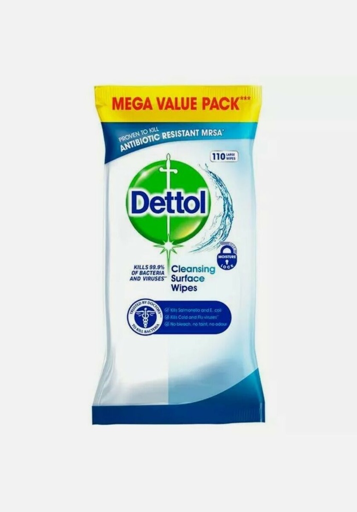 DETTOL ANTIBACTERIAL CLEANSING SURFACE 72 LARGE WIPES