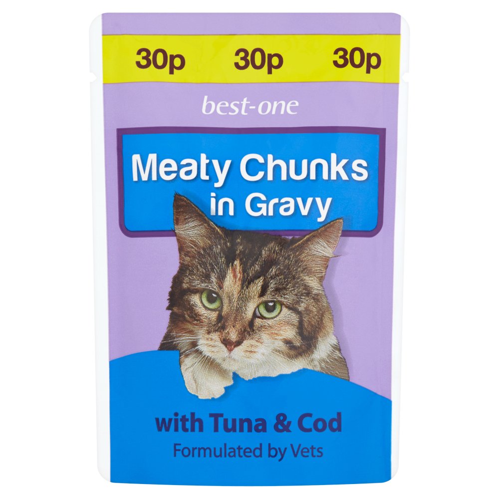 BEST-ONE MEATY CHUNKS IN GRAVY TUNA & COD100G