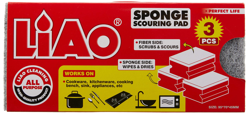 LIAO SPONGE SCOURING PAD 3PCS AF-201 H130030