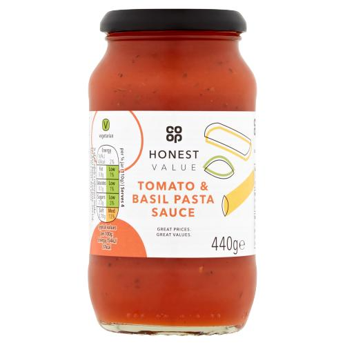 CO-OP TOMATO & BASIL PASTA SAUCE 440G