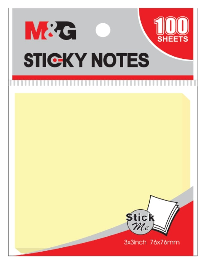 M&G STICKY NOTES 3X4INCH (76 X 102MM) 100 SHEETS