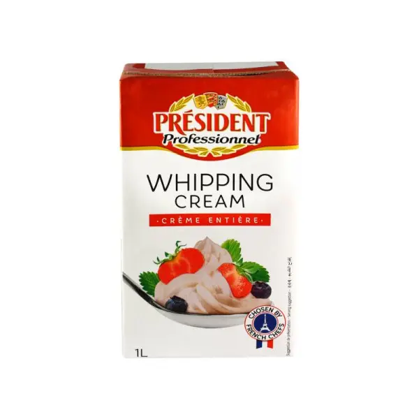 PRESIDENT WHIPPING CREAM MILK 1LT 