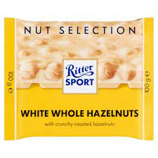 RITTER SPORT WHITE WHOLE HAZELNUTS 100G