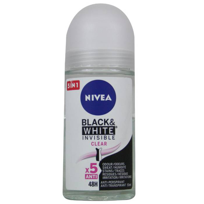 NIVEA ROLL ON BLACK & WHITE INVISIBLE CLEAR-WOMEN 50ML
