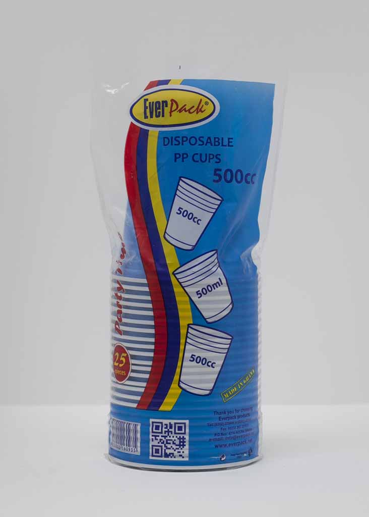 EVERPACK DISPOSABLE CUPS 500CC-CLEAR