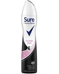 SURE DEO SPRAY FOR WOMEN INVISIBLE PURE 250ML