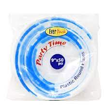 EVERPACK PARTY TIME 9'' PLASTIC ROUND PLATES-50PCS