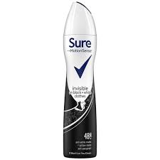 SURE DEO SPRAY INVISIBLE ON BLACK & WHITE 250ML