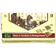 3 IN 1 BAMBOO BOARD CHESS GAME 772-29
