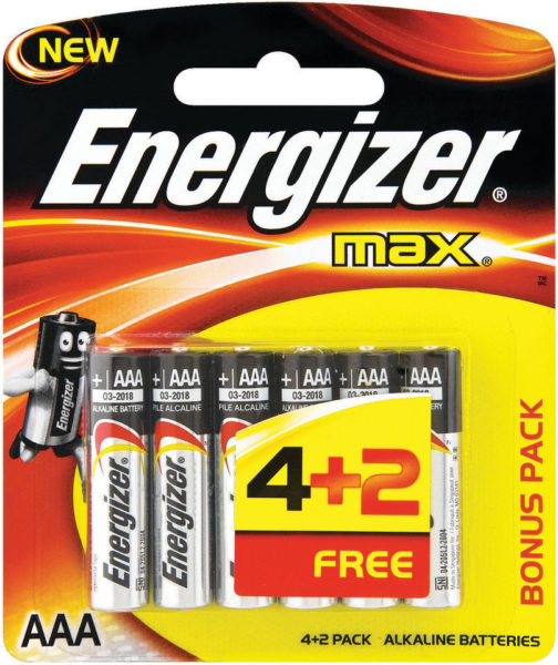 ENERGIZER ALKALINE AAA E92BP4+2