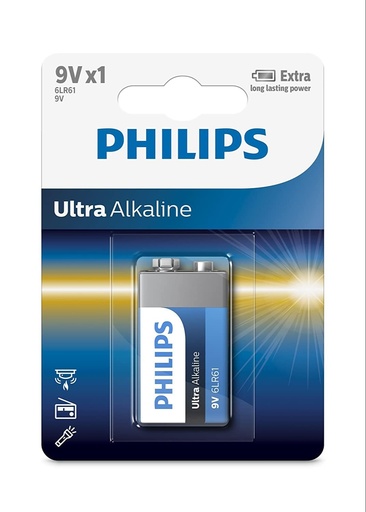 PHILIPS ULTRA ALKALINE BATTERY 6LR61 9V