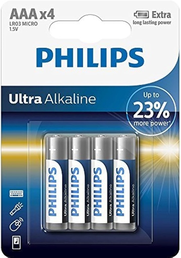 PHILIPS ULTRA ALKALINE BATTERY LR03 AAAX4