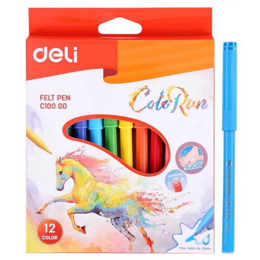 DELI COLORED 12 FELT PENS C1000 03