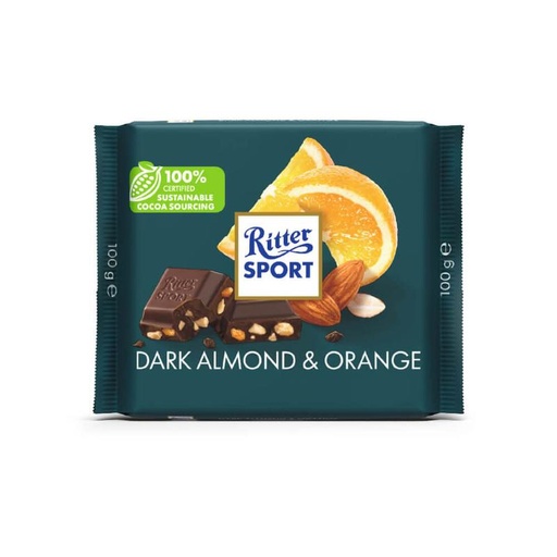 RITTER SPORT DARK CHOCO ALMOND ORANGE 100G