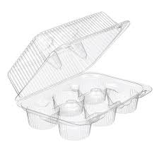 CLEAR '6' CUP CAKE PLASTIC BOX