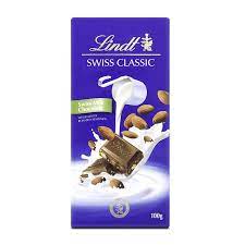 LINDT SWISS CLASSIC MILK-ALMOND CHOLATE 100G
